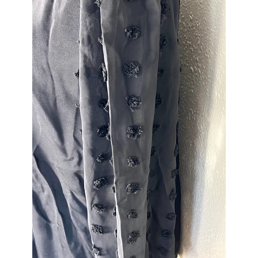 WOMEN'S SEXY SWISS DOT SLEEVES BUTTON ACCENT BLOUSE COLOR BLACK NWOT Size XL - Picture 3 of 8